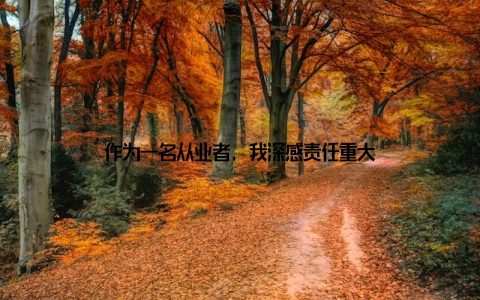 作为一名从业者, 我深感责任重大