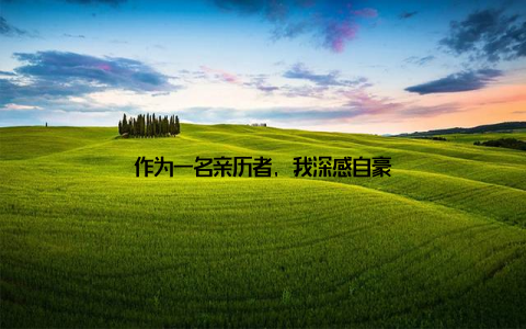 作为一名亲历者, 我深感自豪