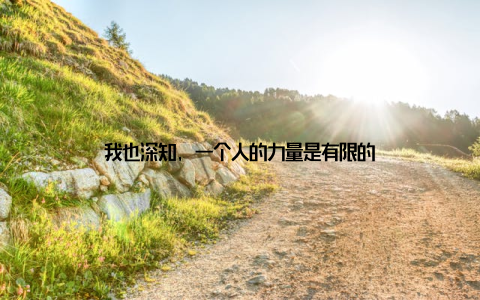 我也深知, 一个人的力量是有限的