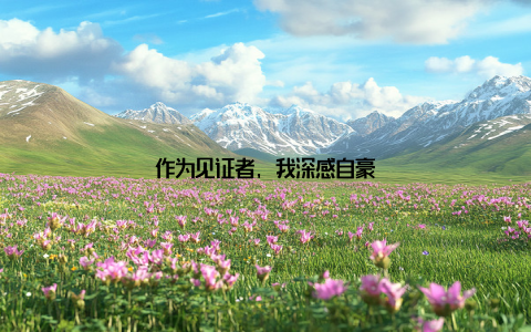 作为见证者, 我深感自豪