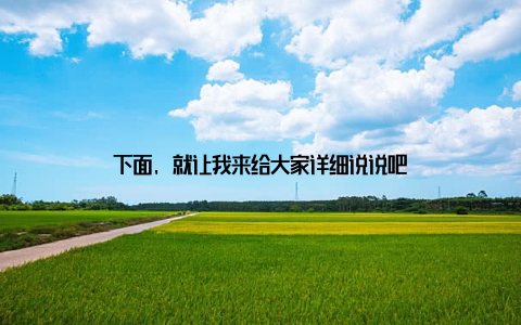 下面, 就让我来给大家详细说说吧