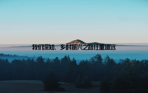 我们深知, 乡村振兴之路任重道远