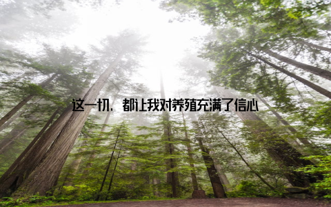 这一切, 都让我对养殖充满了信心